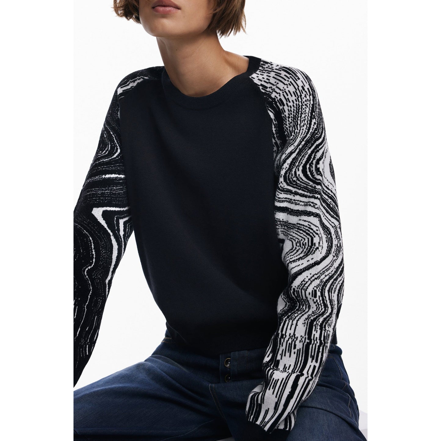 Desigual Pulover 25WWJF28 NEGRU