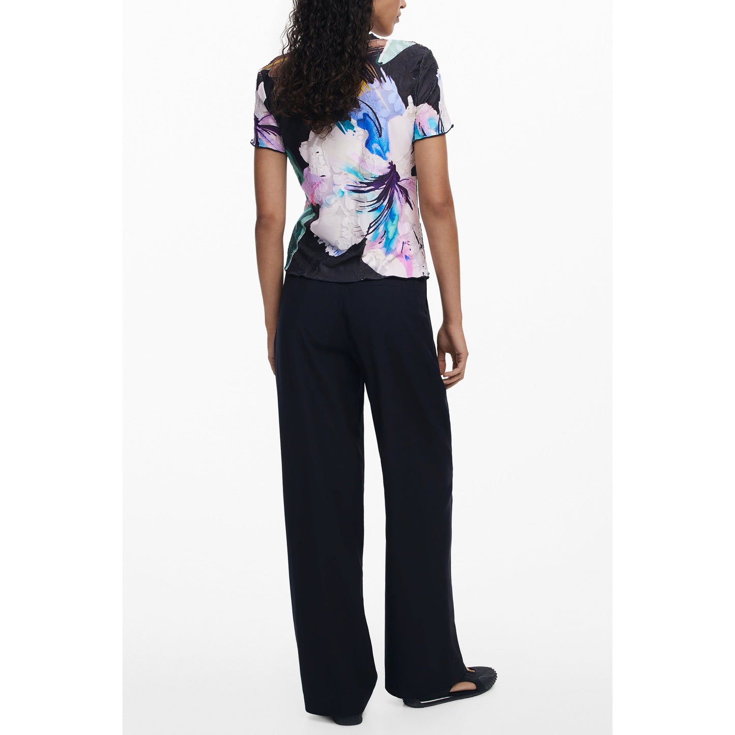 Desigual Tricou 25WWTK52 NEGRU