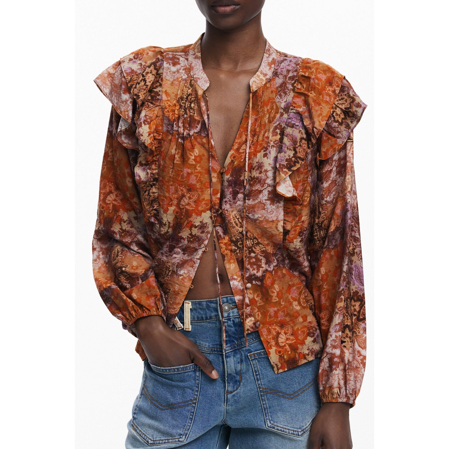 Desigual Cămașă 25WWBW08 PORTOCALIU
