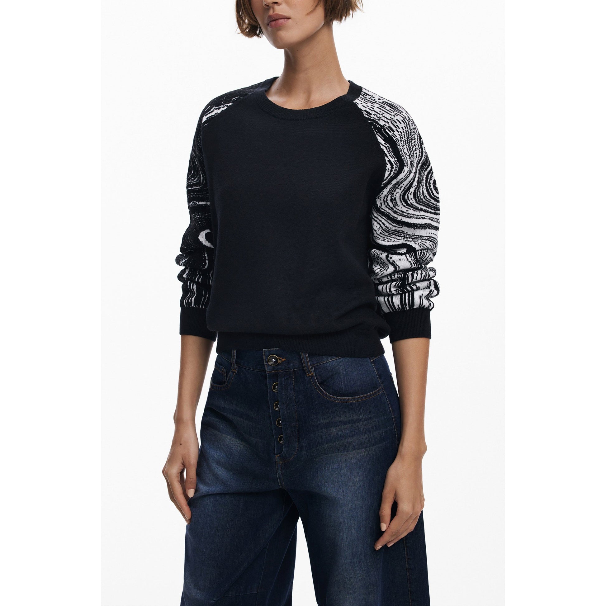 Desigual Pulover 25WWJF28 NEGRU