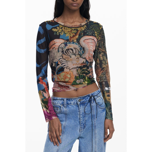 Desigual Tricou 25WWTK39 NEGRU